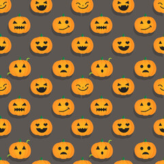 seamless pattern of pumpkin faces