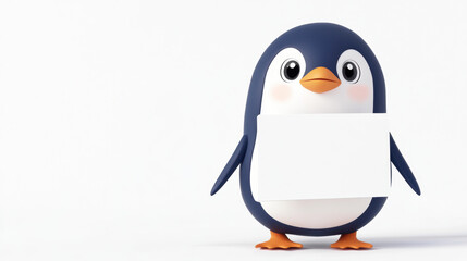 Obraz premium Penguin Holding Sign.