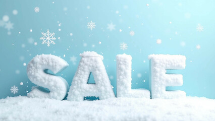 Snow-Covered Sale Sign in Winter Theme