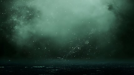 Green Fog and Dust Particles Abstract Background