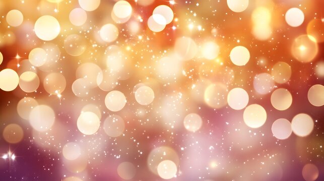 Festive Golden Bokeh Lights Background with Sparkling Glitter