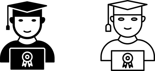 Unique Student Holding Degree Vector Icon