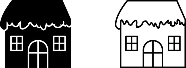 Unique House with Snow Vector Icon