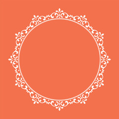 Decorative frame Elegant vector element for design in Eastern style, place for text. Floral pink and white border. Lace illustration for invitations and greeting cards