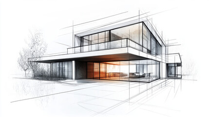 Modern House Sketch.