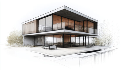 Modern House Sketch.