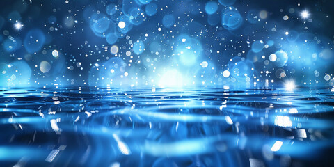 Close-Up of Water with Glowing Blue Light and Bubbling Effect