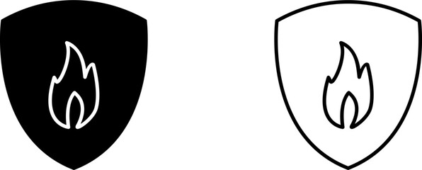 Unique Fire Shield Vector Icon