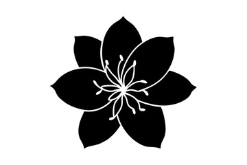 Azalea Vector Silhouette, Azalea flower silhouette clipart isolated on a white background