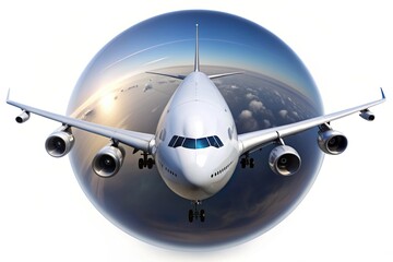 Fototapeta premium white background, heavy, fisheye,blank, Blank heavy airplane isolated on white background fisheye