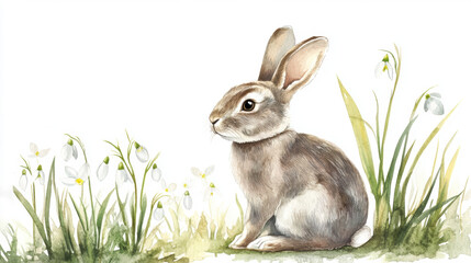 Rabbit and Snowdrops.