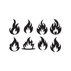 Fire flame silhouette. Fire flame vector design isolated on white background. Fire flame icon, logo.