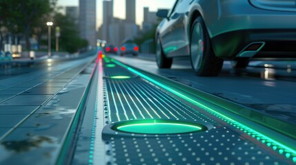 High tech smart road with wireless charging for electric vehicles