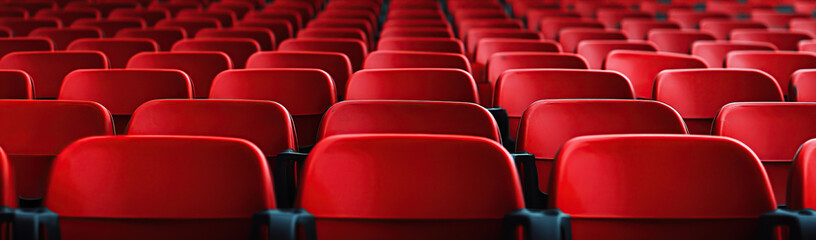 Obraz premium Rows of red chairs in a stadium