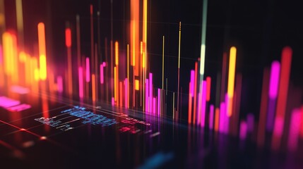 Bright and colorful graph displaying data trends, representing business profits, set against a sleek dark background for visual impact
