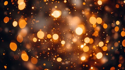 Abstract Golden Bokeh Background with Warm Lights and Sparkle Effects