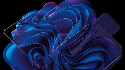 Abstract geometric blocks on black background, 3d render