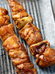Grilled chicken skewers, seasoned chicken