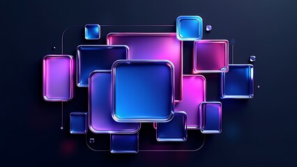 Abstract geometric blocks on black background, 3d render