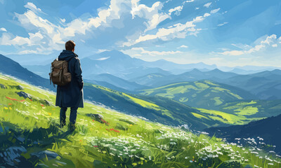 Obraz premium Peaceful solitude on a mountain peak