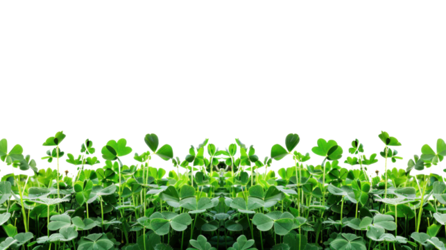Green clover field on transparent background