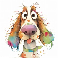 Frazzled dog Clip Art High Res Watercolor Puppy JPGs for Junk Journaling, Scrapbooking, Card Making, Digital Download, Fantasy, Whimsical
