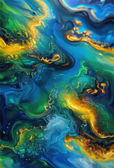 Vibrant Abstract Art with Blue, Green, and Yellow Hues