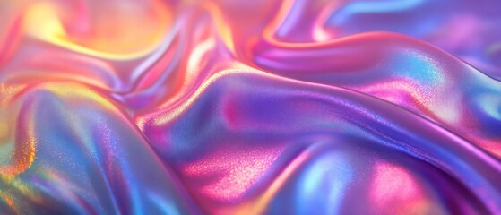 Obraz premium iridescent holographic background, rainbow colored iridescence, Anthropomorphic fabric. Generative AI