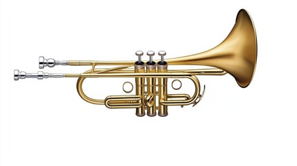 Obraz premium Brass trumpet isolated on a white background