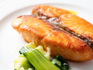salmon steak on a plate