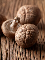 mushrooms on a wooden background
