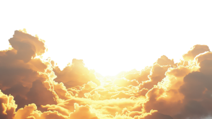 Golden sunset cloud frame border on transparent background