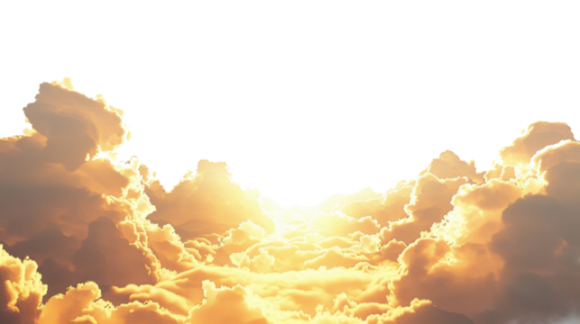 Golden sunset cloud frame border on transparent background - Powered by Adobe