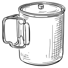 hiking pot handdrawn illustration