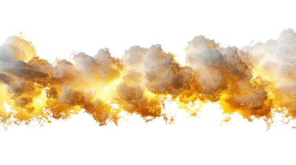 Golden sunset cloud frame border on transparent background