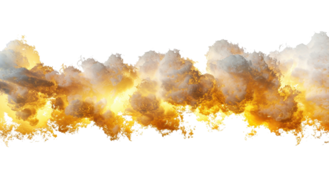 Golden sunset cloud frame border on transparent background