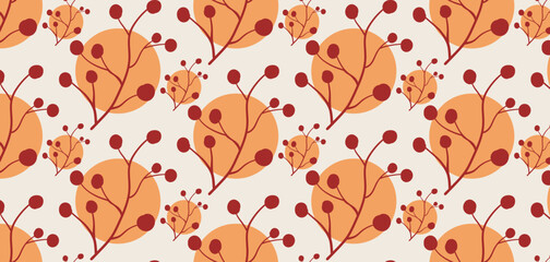 Hand drawn floral seamless pattern. Pastel background in minimalist for backgrounds, wallpapers, textile, and fashion.