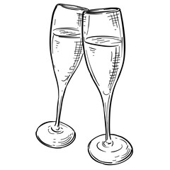champagne glass handdrawn illustration