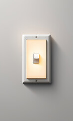 A minimal illustration of a light switch in the 'off' position, with a simple glow around the switch. The design symbolizes choice, control, and simplicity
