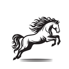 Fototapeta premium Horse silhouette. Running horse silhouette. Jumping horse vector design on white background. Horse logo, icon.