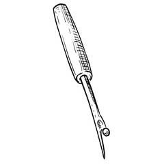 seam ripper handdrawn illustration