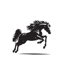Horse silhouette. Running horse silhouette. Jumping horse vector design on white background. Horse logo, icon.