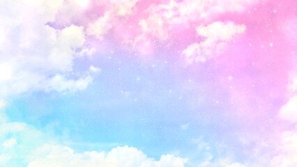 星が輝くメルヘンでカラフルな空のイラストレーション