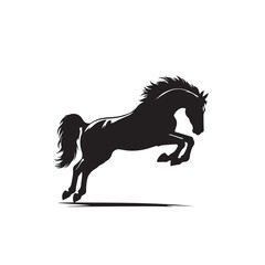 Horse silhouette. Running horse silhouette. Jumping horse vector design on white background. Horse logo, icon.
