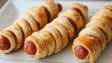 Mummy hot dogs wrapped in flaky dough.