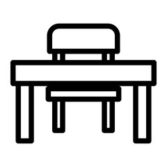 Chair and table icon in outline style