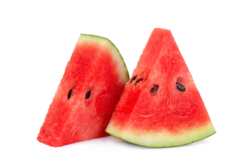 two sliced fresh watermelon isolated, png