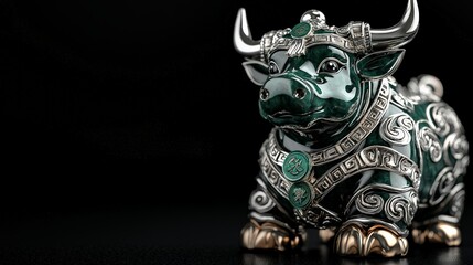Obraz premium Crystal Ox with Emerald Coin
