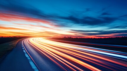 Obraz premium Abstract Highway Lights at Sunset