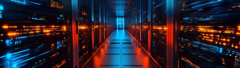 Fototapeta premium Server Room Data Center Network Technology Infrastructure